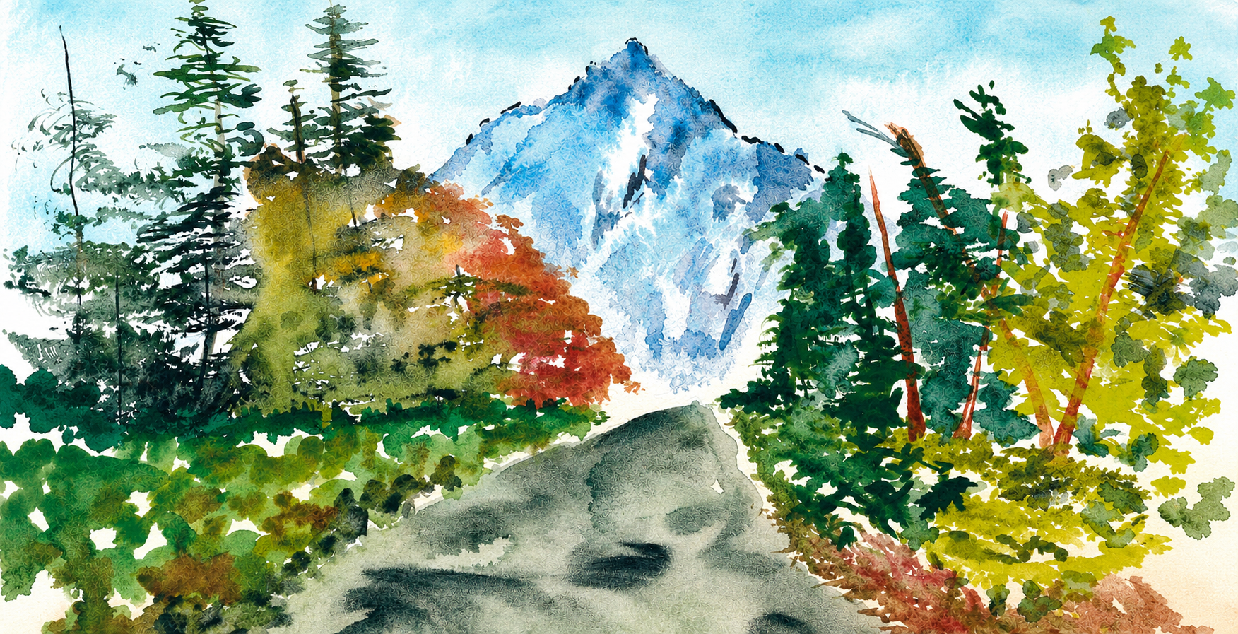 Mountain path through autumn foliage
